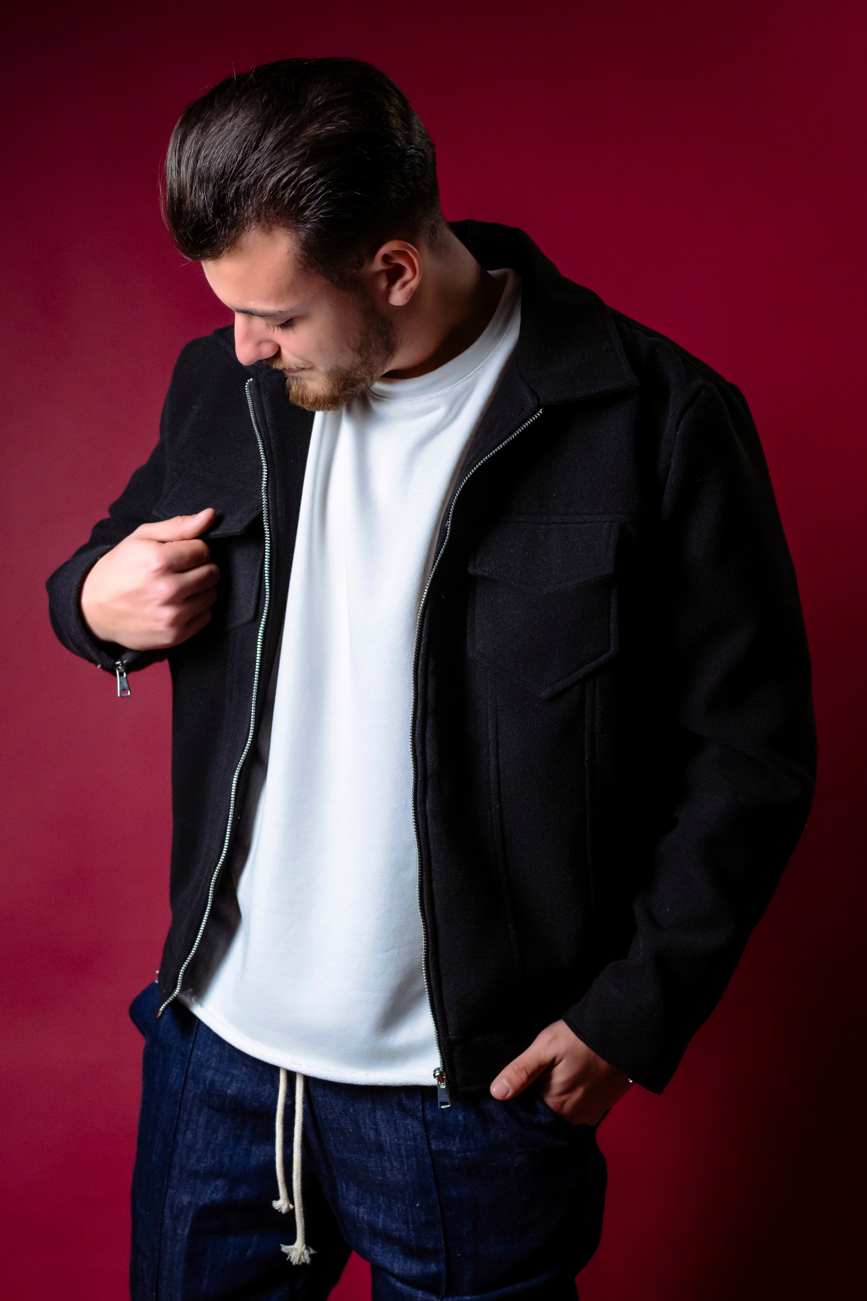 Jachetă neagra cu fermoar