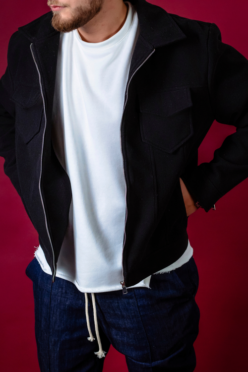 Jachetă neagra cu fermoar