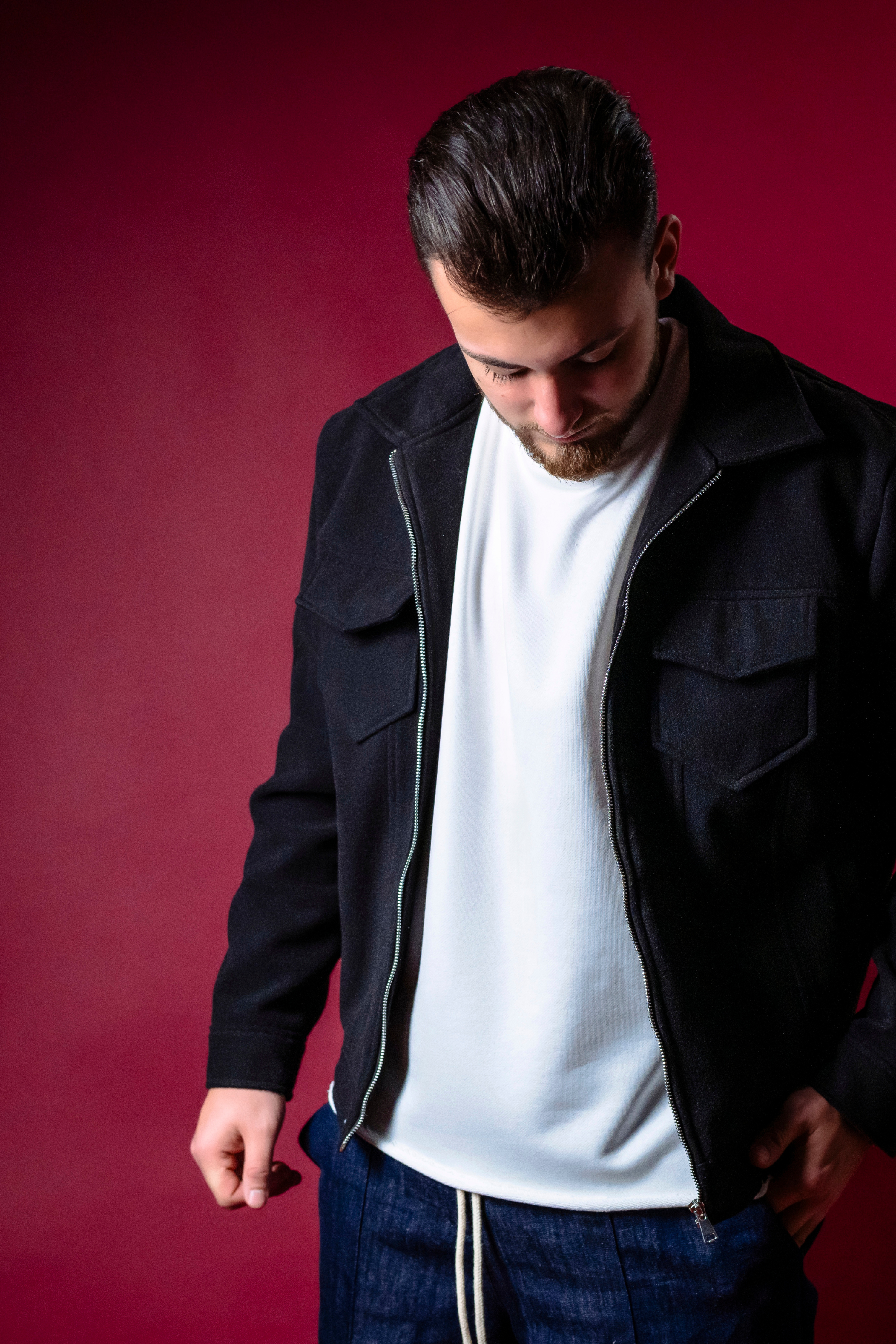 Jachetă neagra cu fermoar